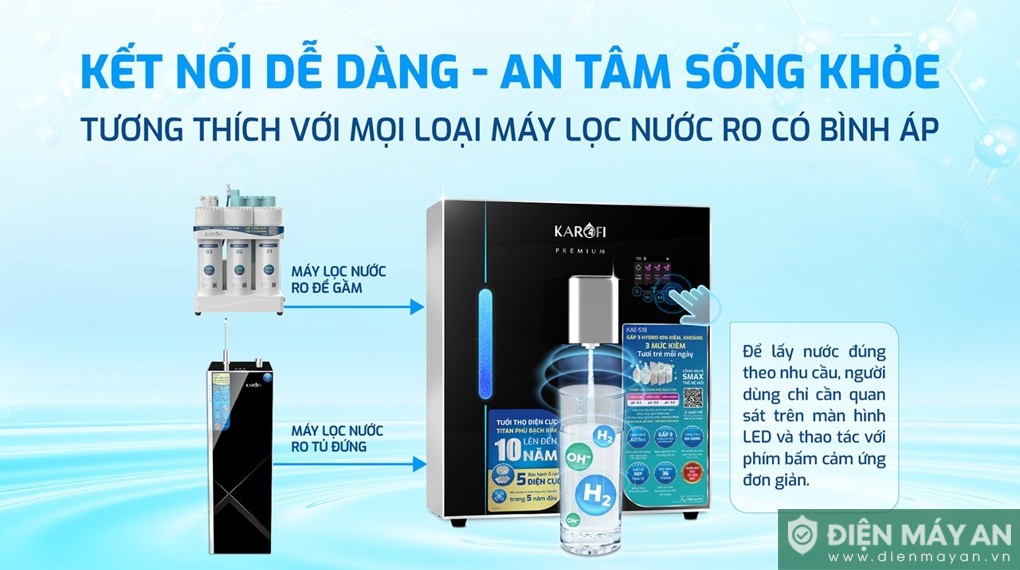 Máy chuyển đổi Hydro-ion kiềm Karofi KAE-S18 5 tấm điện cực